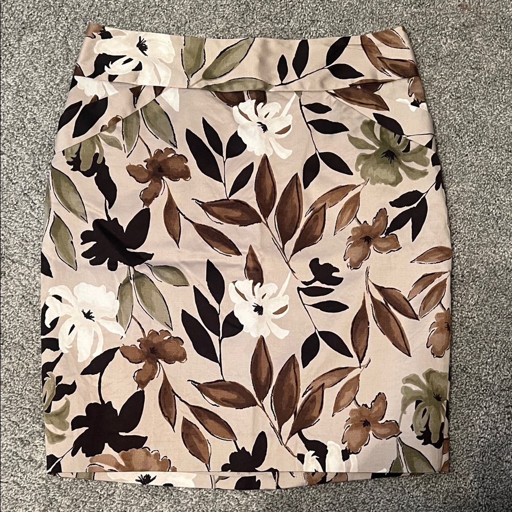 Charter Club Floral Pencil Skirt - Cream, Brown, Green